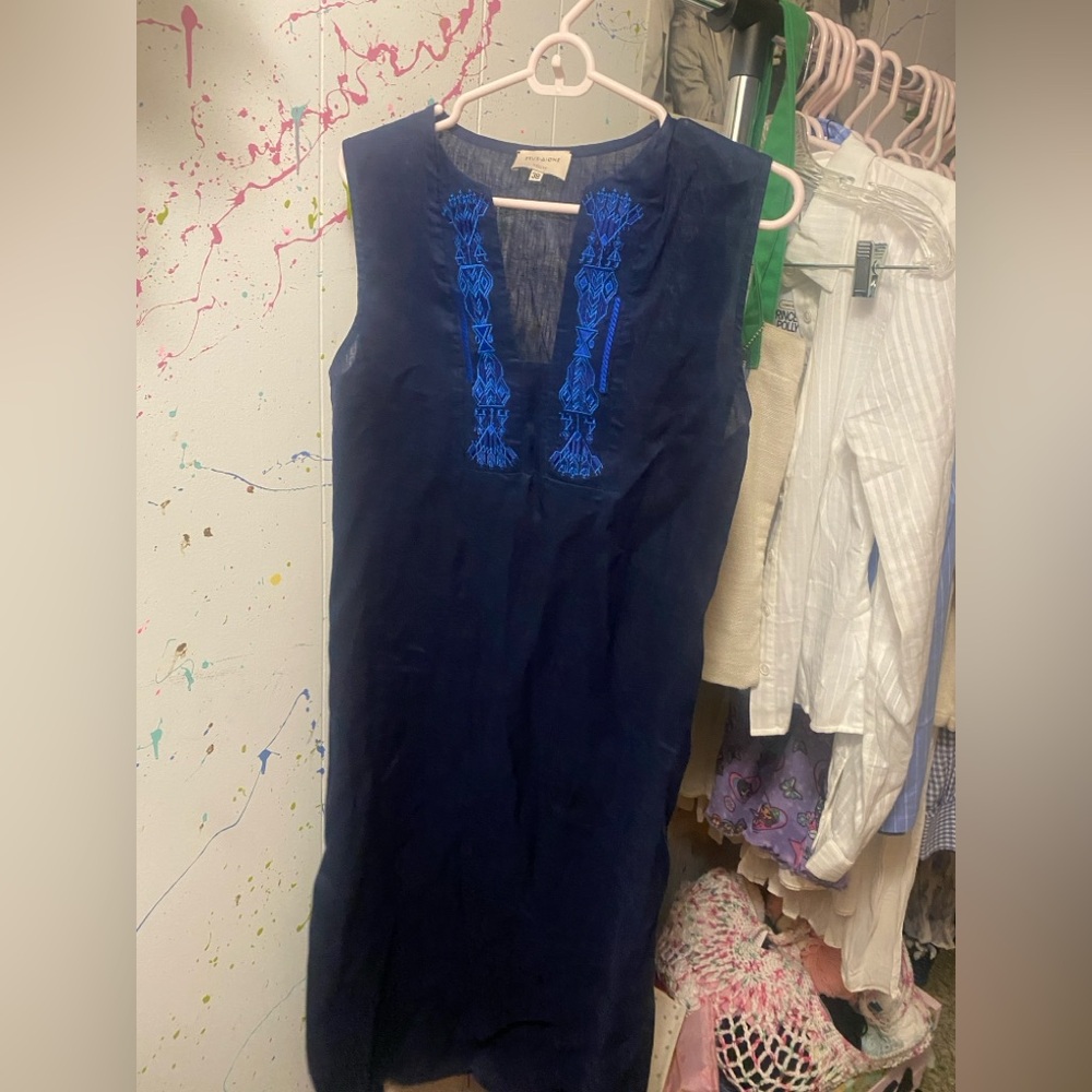 Zeus Dione Elegant Navy Blue Maxi Dress